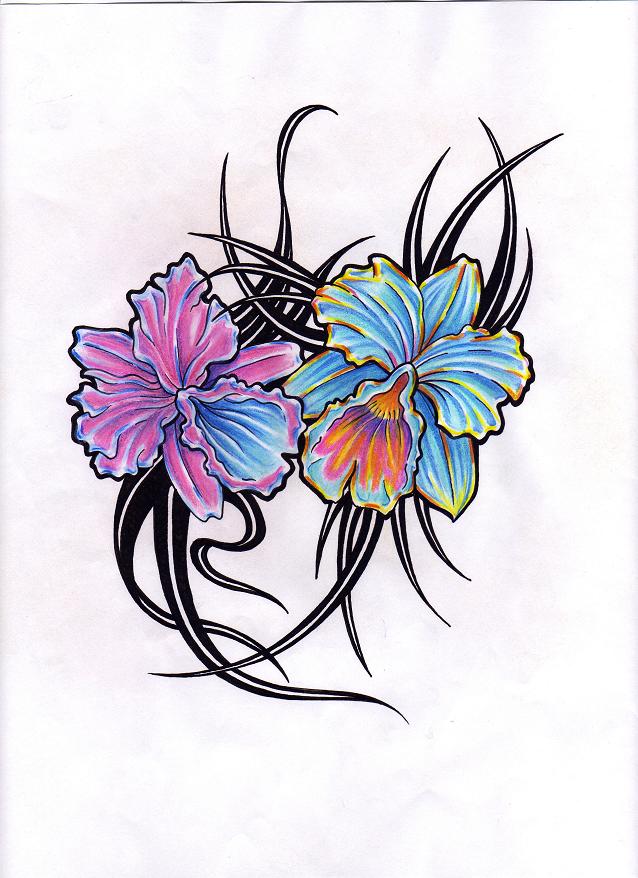 Thai tattoo designs Orchid Flowers spencer 03 Orchid Flowers spencer 03