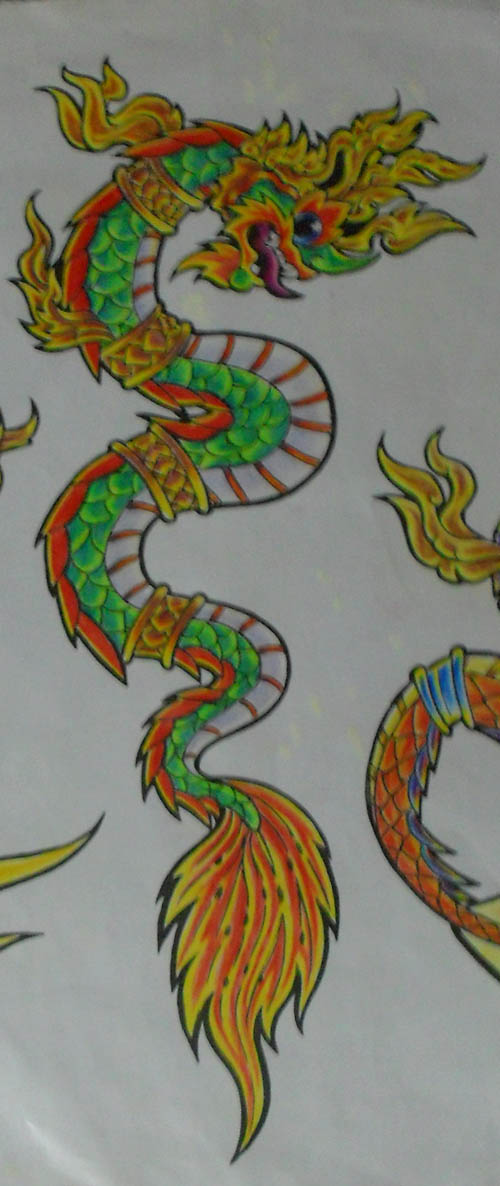 Thai tattoo designs Naga Naga with traditional green coloring the color 